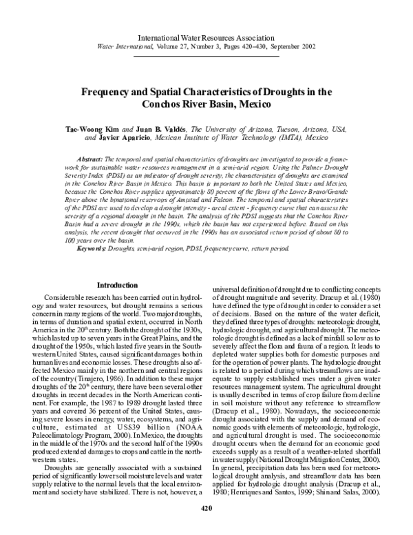 (PDF) Frequency and Spatial Characteristics of Droughts in the Conchos ...