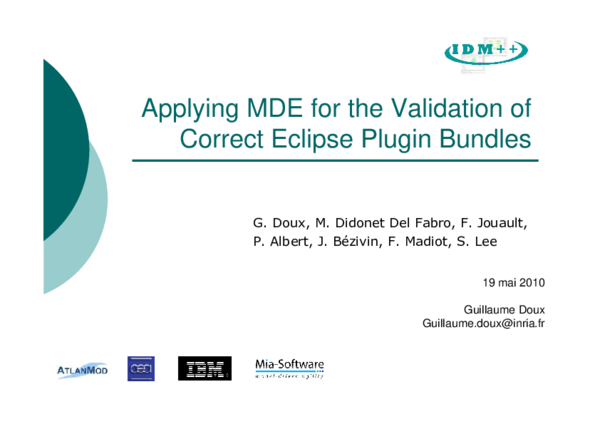 (PDF) Applying MDE for the Validation of Correct Eclipse Plugin Bundles