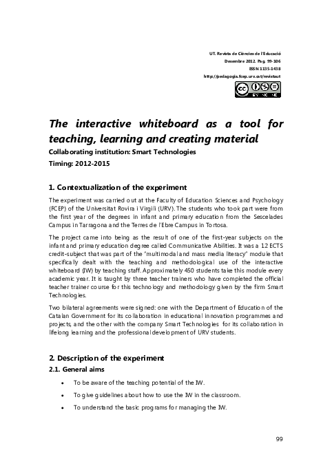 (PDF) The interactive whiteboard as a tool for teaching, learning and ...