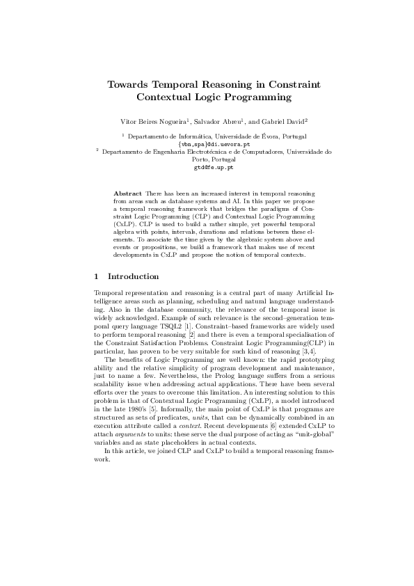 (PDF) Towards temporal reasoning in constraint contextual logic programming