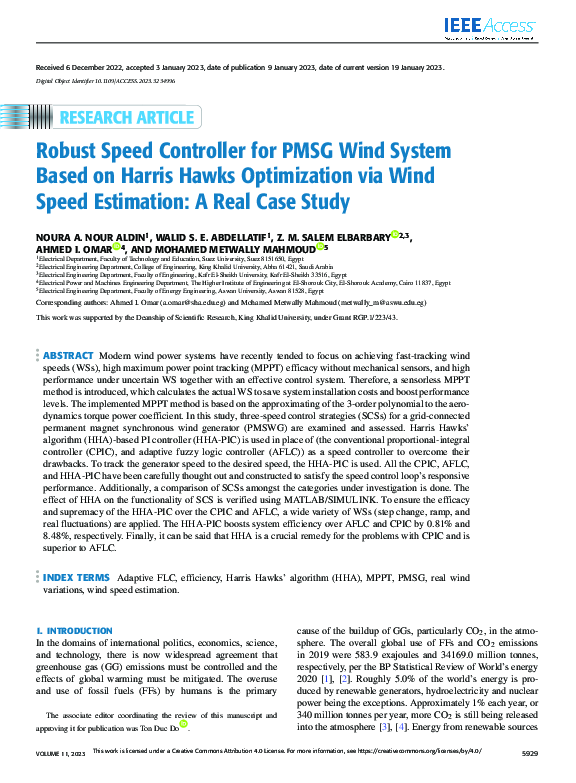 (PDF) Robust Speed Controller for PMSG Wind System Based on Harris ...