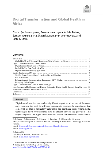 (PDF) Digital Transformation and Global Health in Africa
