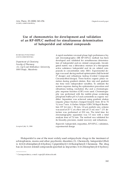 (PDF) Use of chemometrics for development and validation of an RP-HPLC ...