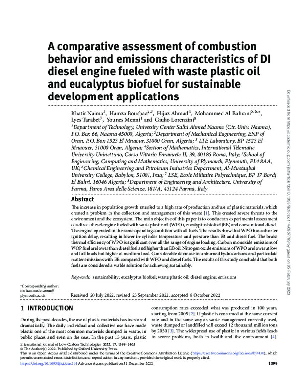 (PDF) A comparative assessment of combustion behavior and emissions ...