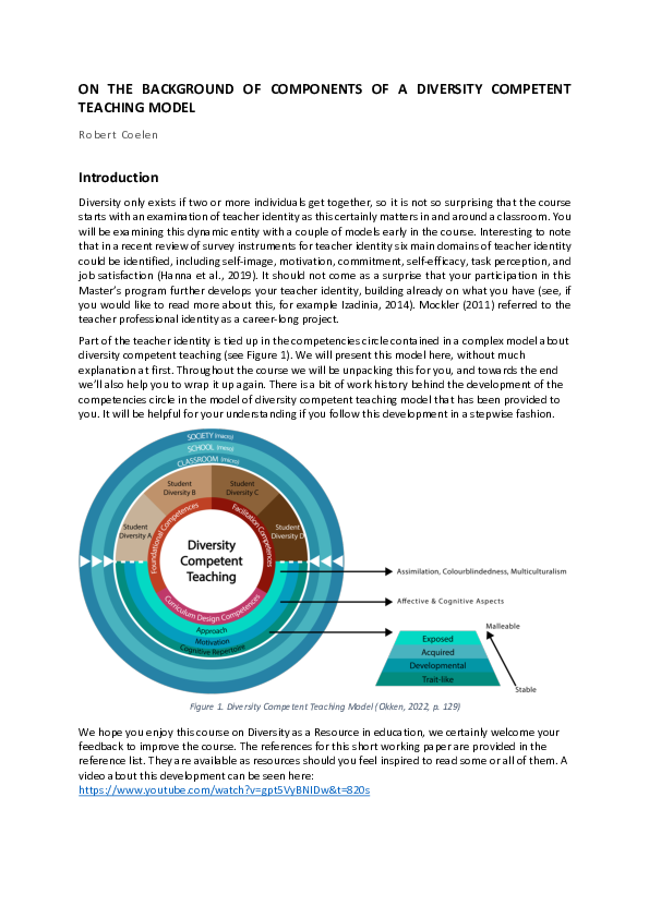 (PDF) ON THE BACKGROUND OF COMPONENTS OF A DIVERSITY COMPETENT TEACHING ...