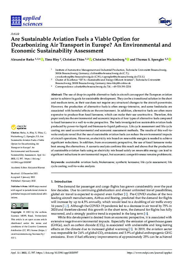 (PDF) Are Sustainable Aviation Fuels a Viable Option for Decarbonizing ...