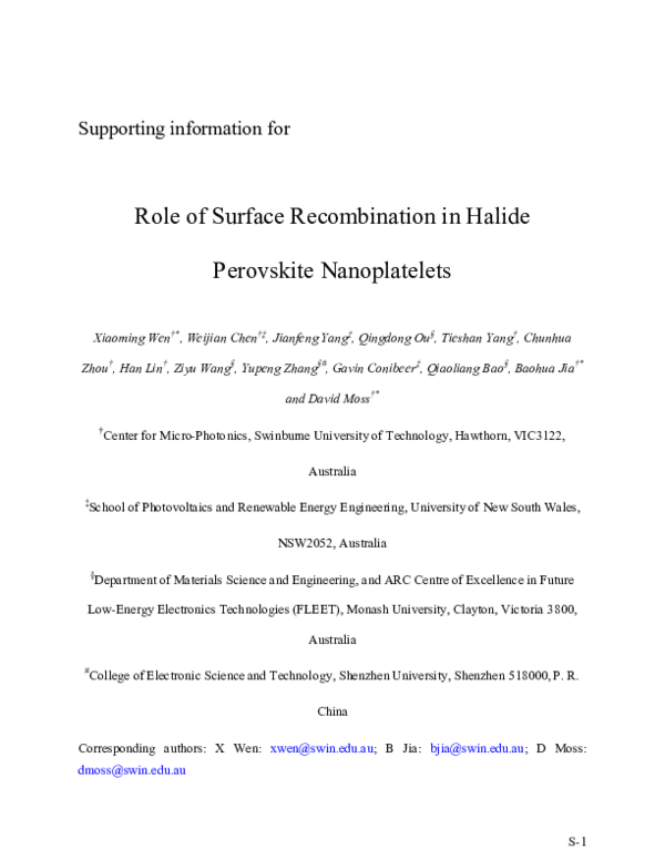(PDF) The Role of Surface Recombination in Halide Perovskite Nanoplatelets