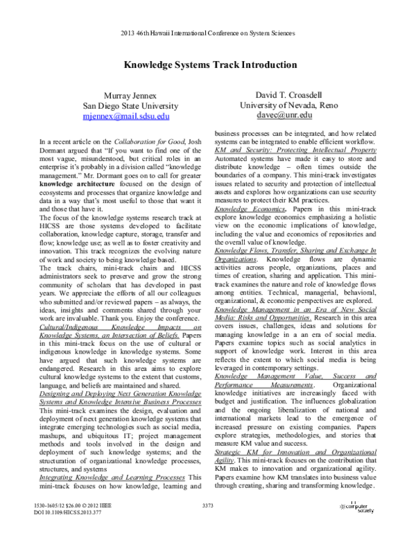 (PDF) Introduction to Knowledge Systems Track