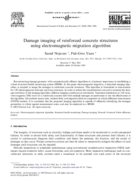 (PDF) Damage imaging of reinforced concrete structures using ...
