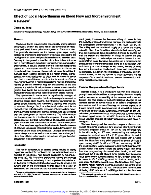 (PDF) Effect of local hyperthermia on blood flow and microenvironment ...