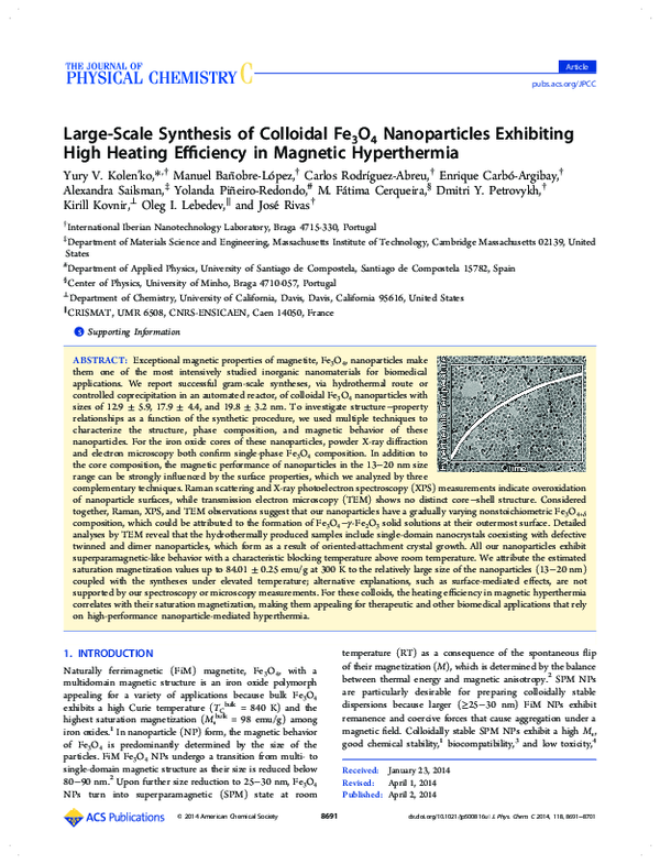  pdf large scale synthesis of colloidal fe3o4 nanoparticles exhibiting