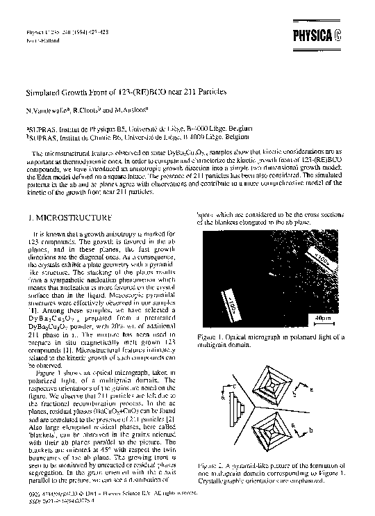 Simulated growth front of 123-(RE)BCO near 211 particles