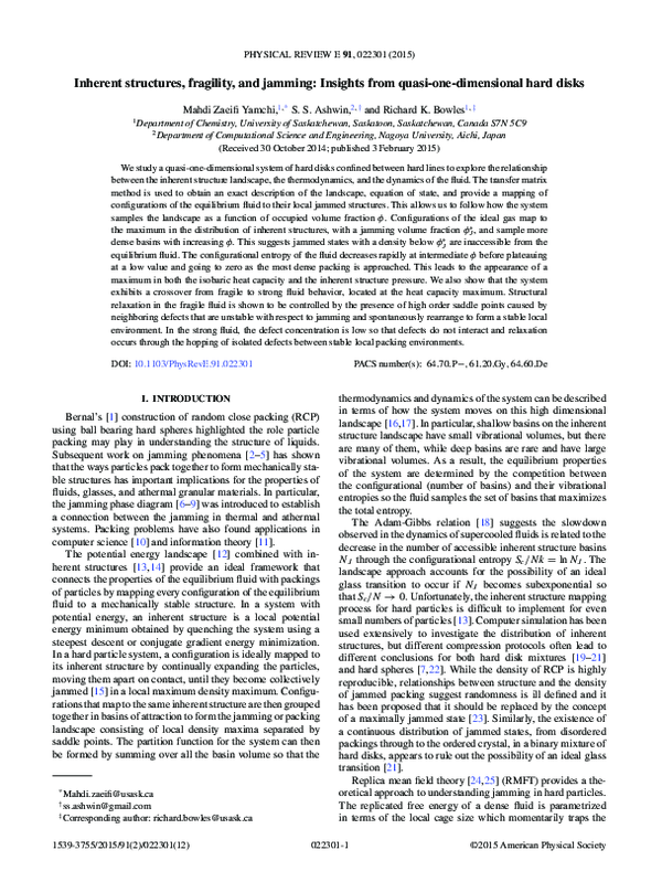 (PDF) Inherent structures, fragility, and jamming: Insights from quasi ...