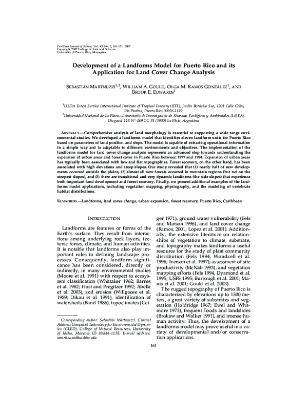 (PDF) Development of a Landforms Model for Puerto Rico and its ...