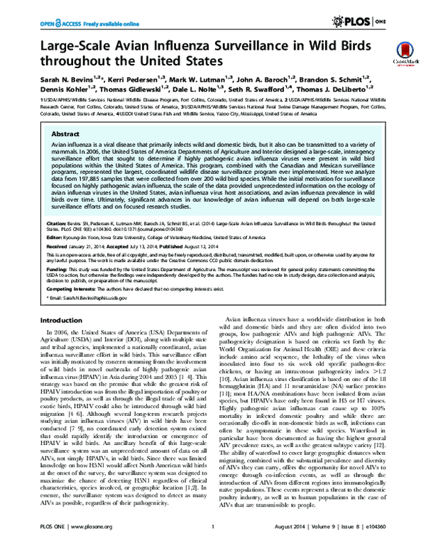 (PDF) Large-Scale Avian Influenza Surveillance in Wild Birds throughout ...