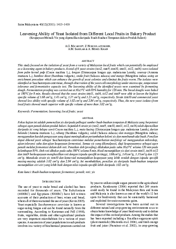 (PDF) Leavening ability of yeast isolated from different local fruits