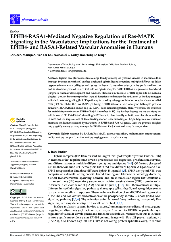 (PDF) EPHB4-RASA1-Mediated Negative Regulation of Ras-MAPK Signaling in ...