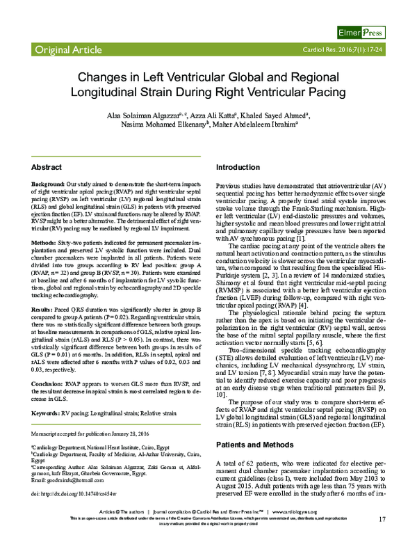 (PDF) Changes in Left Ventricular Global and Regional Longitudinal ...
