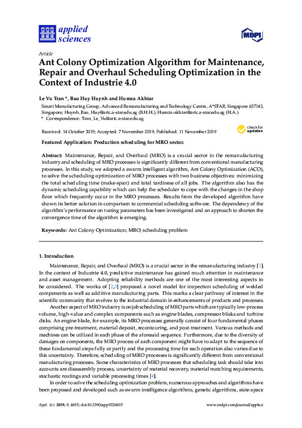 (PDF) Ant Colony Optimization Algorithm for Maintenance, Repair and ...