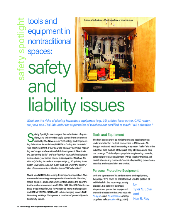 (PDF) Tools and equipment in non-traditional spaces: Safety and ...