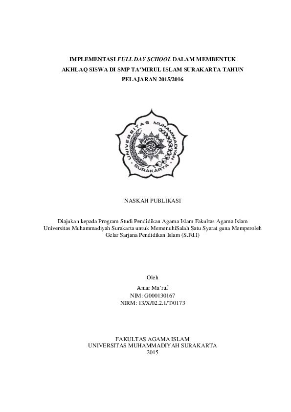  pdf implementasi full day school dalam membentuk akhlaq siswa di smp