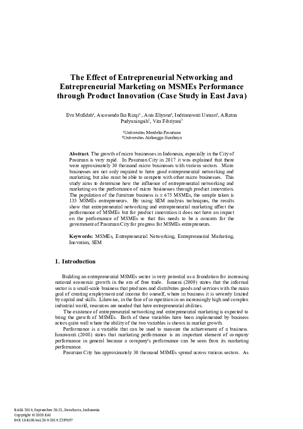 (PDF) The Effect of Entrepreneurial Networking and Entrepreneurial ...