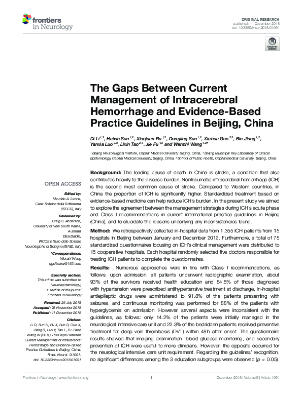 (PDF) The Gaps Between Current Management of Intracerebral Hemorrhage ...