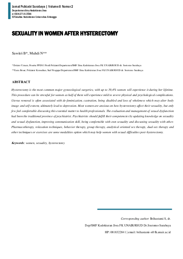 (PDF) Sexuality in Women After Hysterectomy