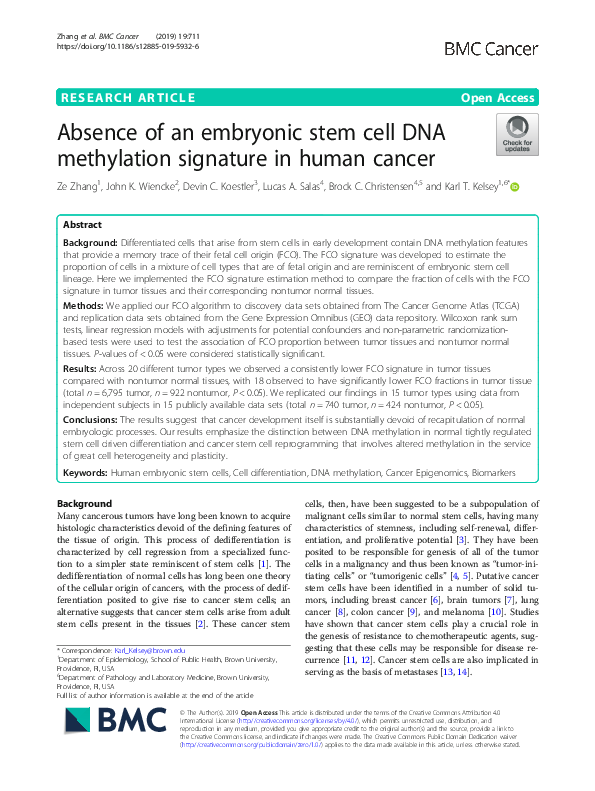 (PDF) Absence of an embryonic stem cell DNA methylation signature in ...