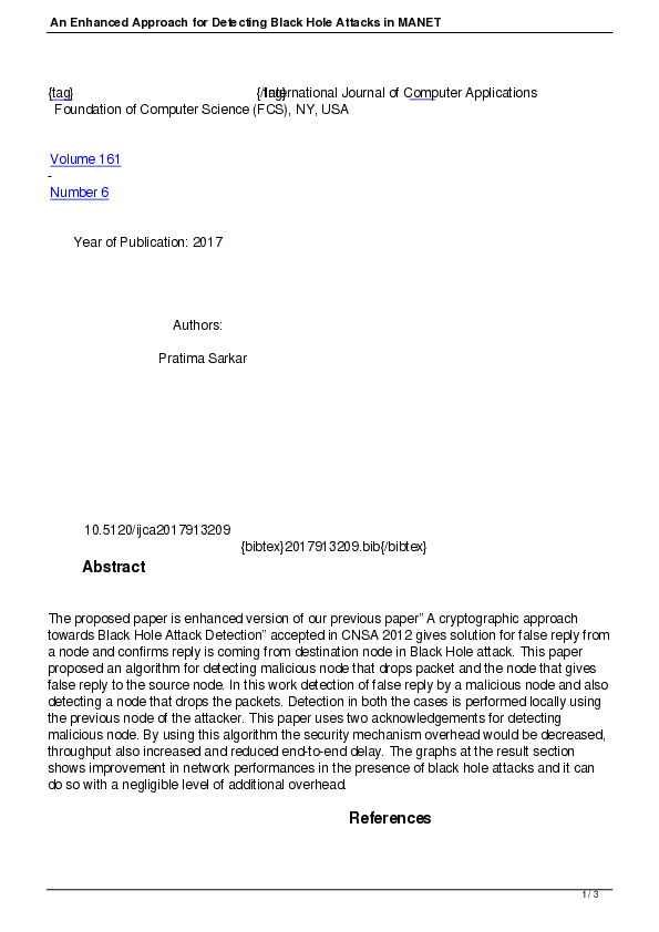 (PDF) An Enhanced Approach for Detecting Black Hole Attacks in MANET