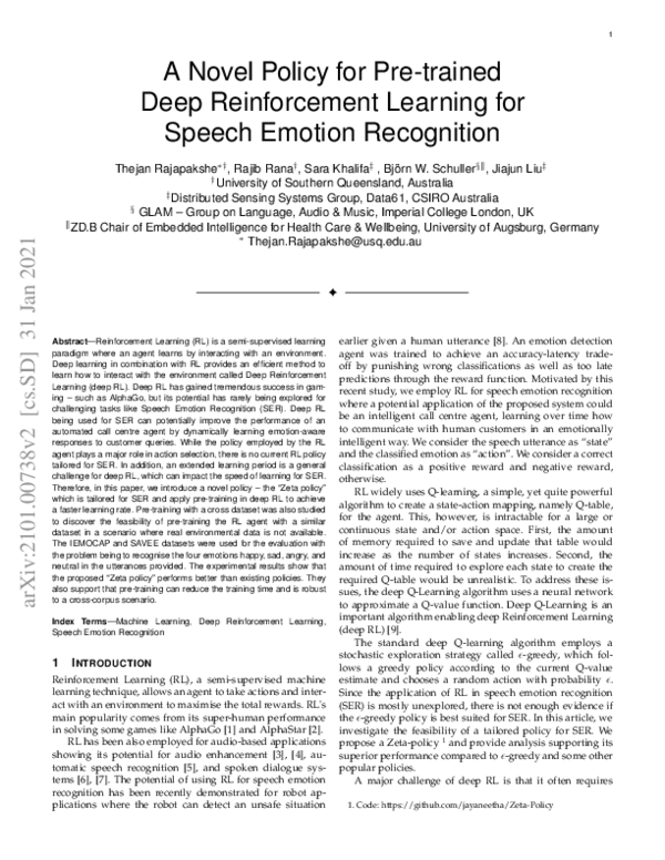 (PDF) A Novel Policy for Pre-trained Deep Reinforcement Learning for ...