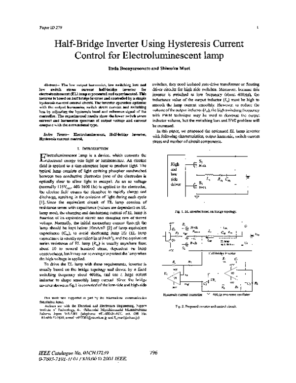 (PDF) Half-bridge inverter using hysteresis current control for ...