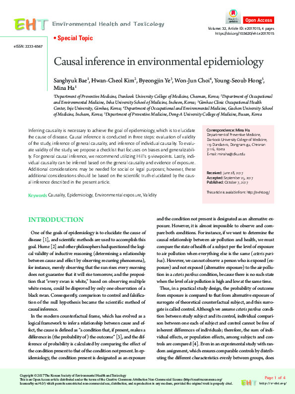 (PDF) Causal inference in environmental epidemiology
