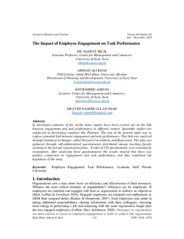 (PDF) The Impact of Employee Engagement on Task Performance