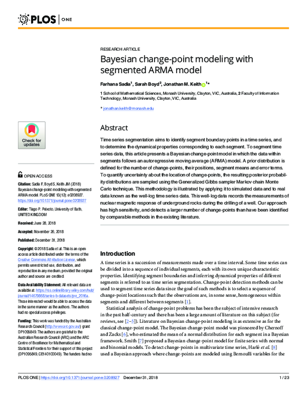 (PDF) Bayesian change-point modeling with segmented ARMA model