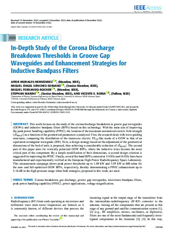 (PDF) In-Depth Study of the Corona Discharge Breakdown Thresholds in ...