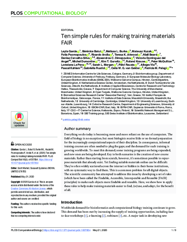 (PDF) Ten simple rules for making training materials FAIR