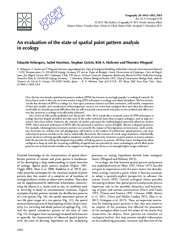(PDF) An evaluation of the state of spatial point pattern analysis in ...