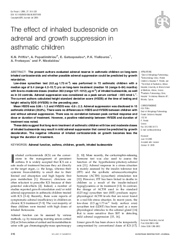 (PDF) The effect of inhaled budesonide on adrenal and growth ...