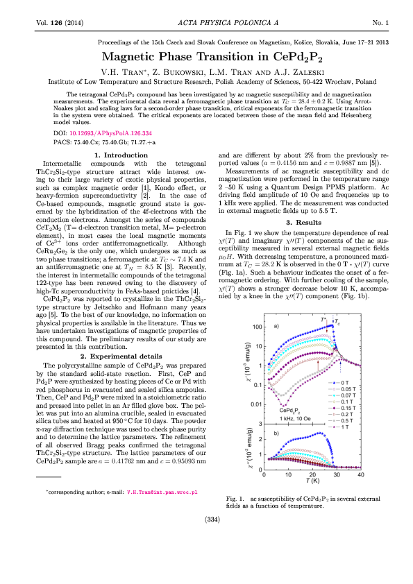 (PDF) Magnetic Phase Transition in CePd_{2}P_{2}