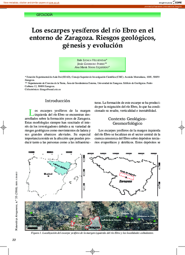 (PDF) Los escarpes yesíferos del río Ebro en el entorno de Zaragoza ...