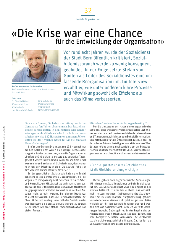 (PDF) Die Krise war eine Chance für die Entwicklung der Organisation