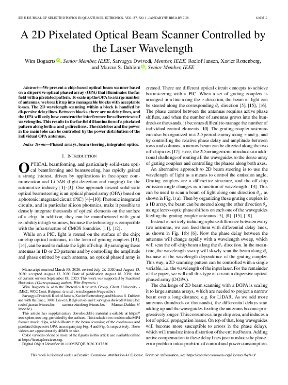 (PDF) A 2D Pixelated Optical Beam Scanner Controlled by the Laser ...