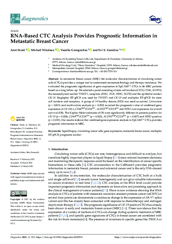 (PDF) RNA-Based CTC Analysis Provides Prognostic Information in ...