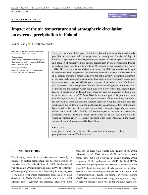 (PDF) Impact of the air temperature and atmospheric circulation on ...