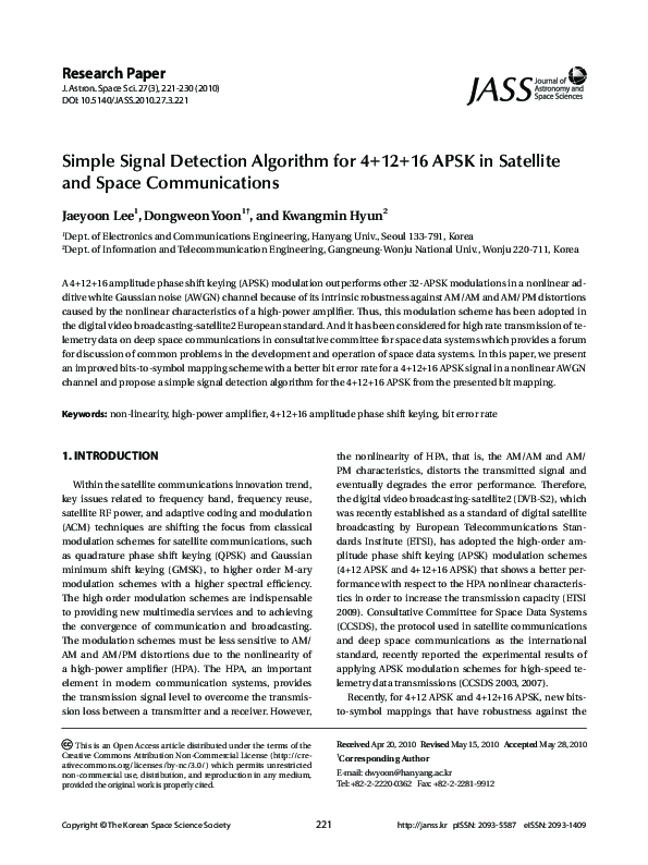 (PDF) Simple Signal Detection Algorithm for 4+12+16 APSK in Satellite ...
