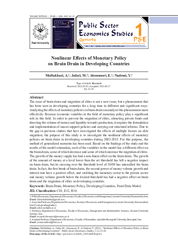 (PDF) Nonlinear Effects of Monetary Policy on Brain Drain in Developing ...