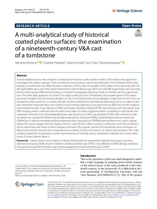 (PDF) A multi-analytical study of historical coated plaster surfaces ...