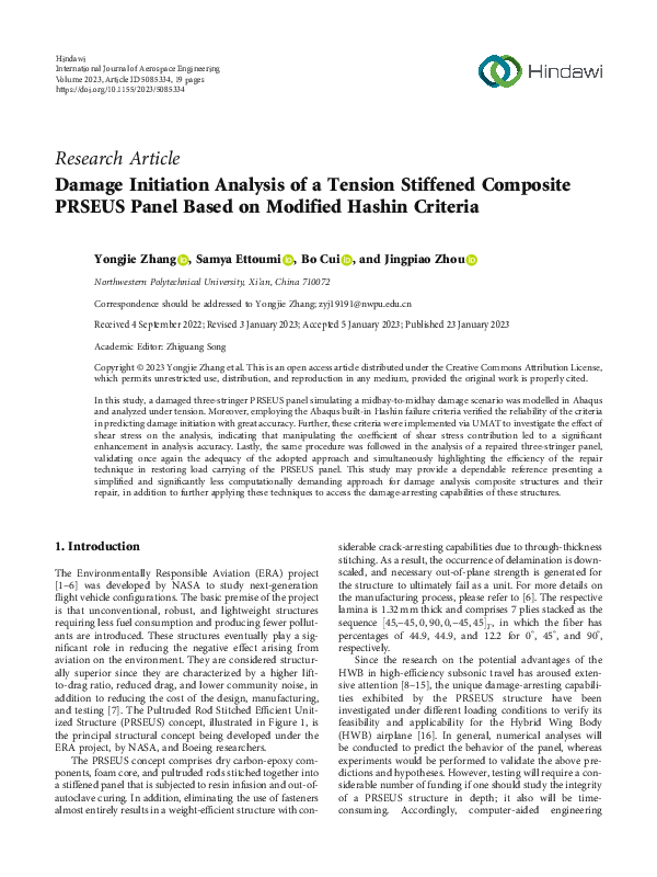 (PDF) Damage Initiation Analysis of a Tension Stiffened Composite ...