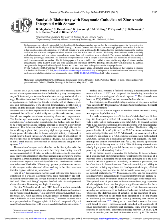 (PDF) Sandwich Biobattery with Enzymatic Cathode and Zinc Anode for